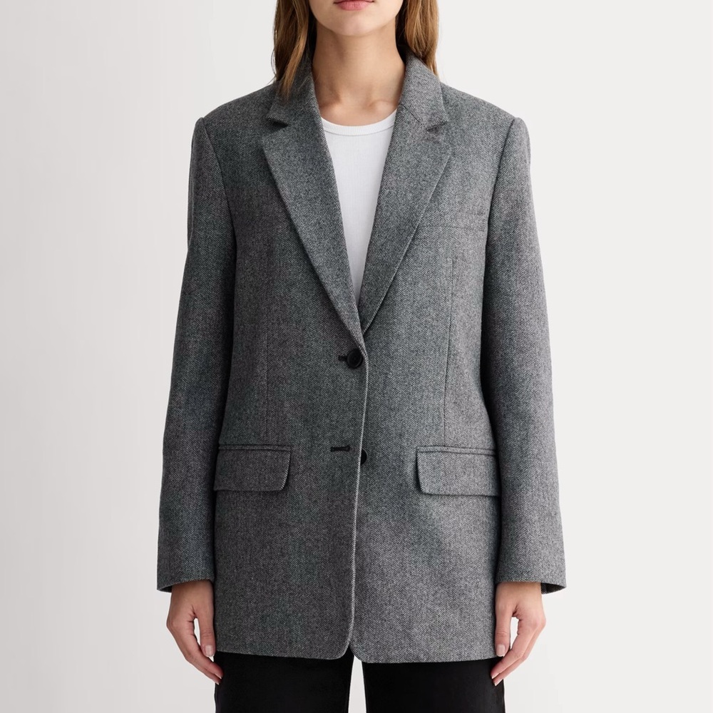 Everlane Oversized Wool Blazer Jacket in Herringbone